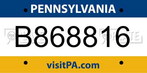 B868816 Pennsylvania License Plate