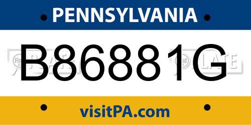 B86881G Pennsylvania License Plate