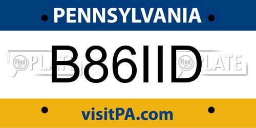 B86IID Pennsylvania License Plate