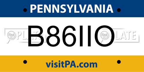 B86IIO Pennsylvania License Plate
