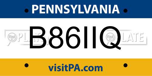 B86IIQ Pennsylvania License Plate