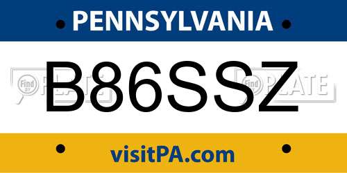 B86SSZ Pennsylvania License Plate