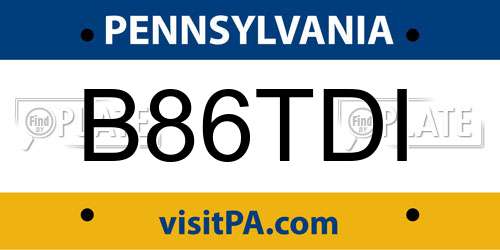 B86TDI Pennsylvania License Plate
