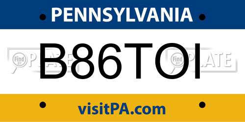 B86TOI Pennsylvania License Plate