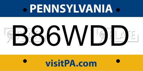 B86WDD Pennsylvania License Plate