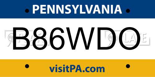 B86WDO Pennsylvania License Plate
