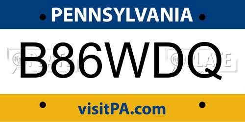 B86WDQ Pennsylvania License Plate