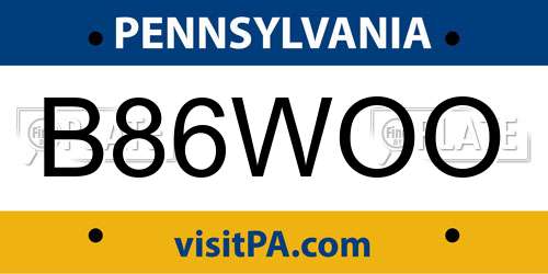 B86WOO Pennsylvania License Plate