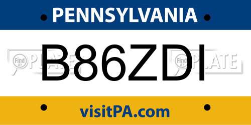 B86ZDI Pennsylvania License Plate