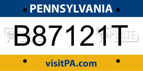 B87121T Pennsylvania License Plate