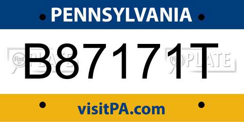 B87171T Pennsylvania License Plate