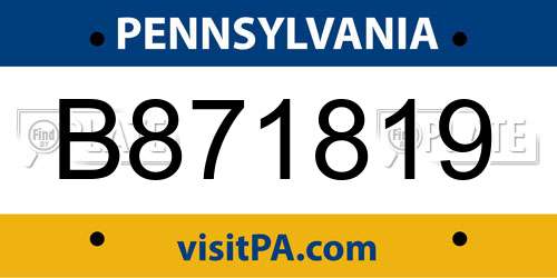 B871819 Pennsylvania License Plate