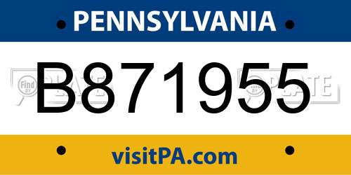 B871955 Pennsylvania License Plate
