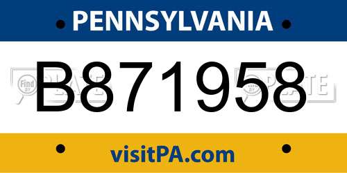 B871958 Pennsylvania License Plate