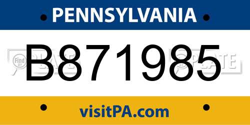 B871985 Pennsylvania License Plate