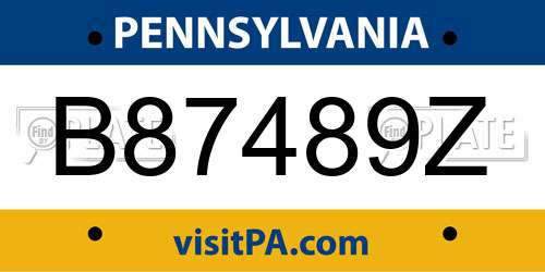 B87489Z Pennsylvania License Plate