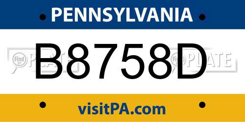 B8758D Pennsylvania License Plate