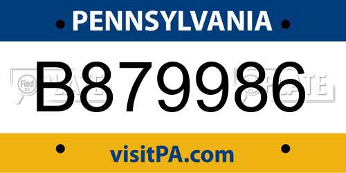 B879986 Pennsylvania License Plate