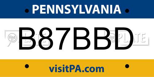 B87BBD Pennsylvania License Plate