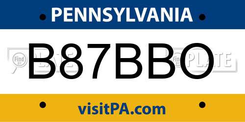 B87BBO Pennsylvania License Plate