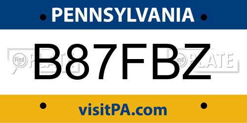 B87FBZ Pennsylvania License Plate