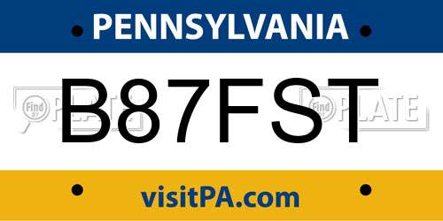 B87FST Pennsylvania License Plate