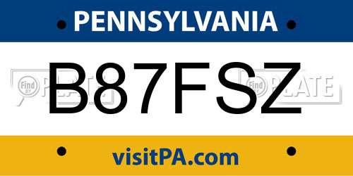 B87FSZ Pennsylvania License Plate