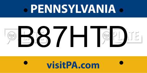 B87HTD Pennsylvania License Plate