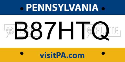 B87HTQ Pennsylvania License Plate