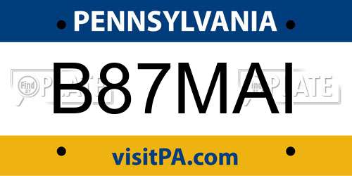 B87MAI Pennsylvania License Plate