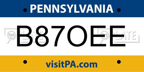 B87OEE Pennsylvania License Plate