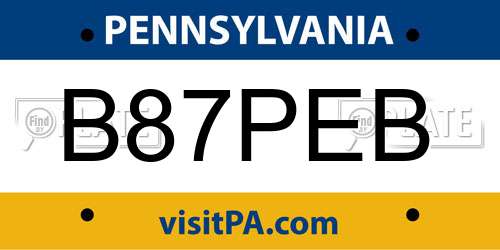 B87PEB Pennsylvania License Plate