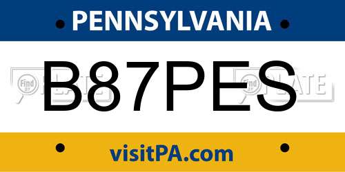 B87PES Pennsylvania License Plate