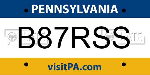 B87RSS Pennsylvania License Plate