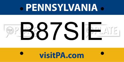B87SIE Pennsylvania License Plate
