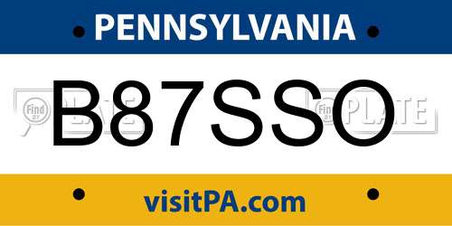 B87SSO Pennsylvania License Plate