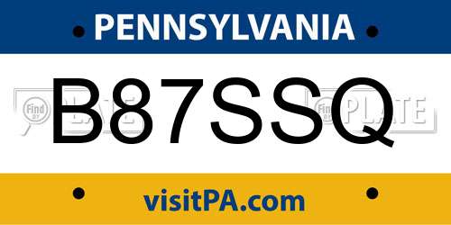 B87SSQ Pennsylvania License Plate