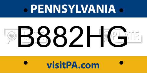 B882HG Pennsylvania License Plate