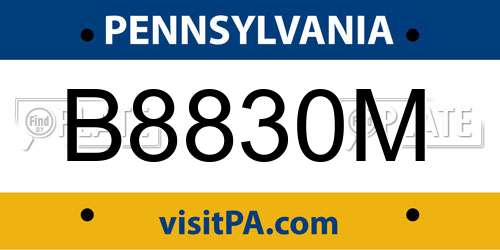 B8830M Pennsylvania License Plate