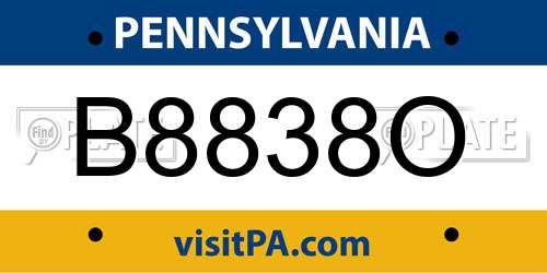B8838O Pennsylvania License Plate