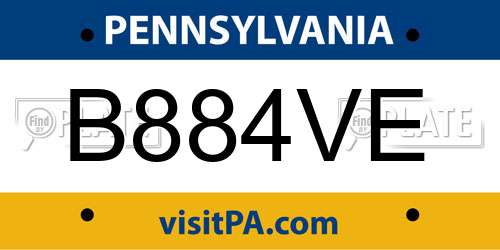 B884VE Pennsylvania License Plate
