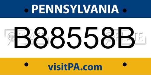 B88558B Pennsylvania License Plate
