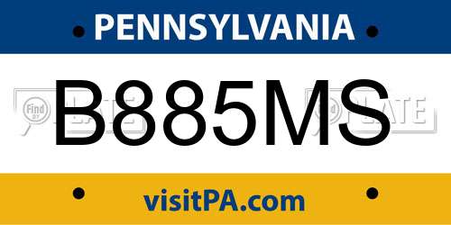 B885MS Pennsylvania License Plate