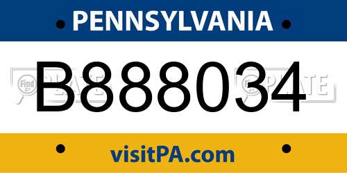 B888034 Pennsylvania License Plate