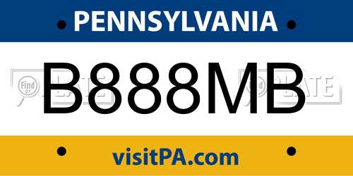 B888MB Pennsylvania License Plate