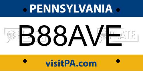 B88AVE Pennsylvania License Plate