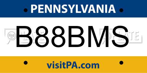 B88BMS Pennsylvania License Plate