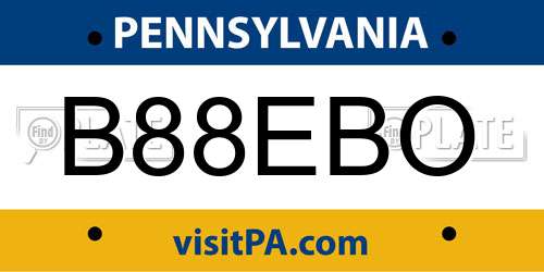 B88EBO Pennsylvania License Plate
