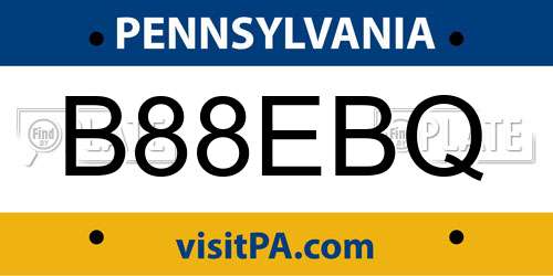 B88EBQ Pennsylvania License Plate