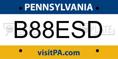 B88ESD Pennsylvania License Plate